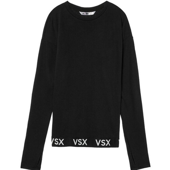 NWT Victoria’s Secret VSX Sport Terry Pullover Thumbholes Sweatshirt Black M - Picture 3 of 9